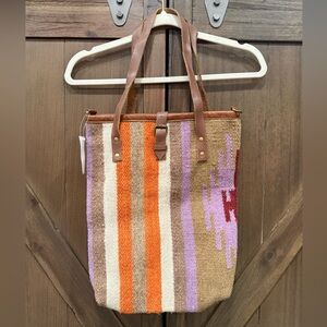 NWT RAJ- Anthropologie Southwest Wool Tote Bag – Leather‎ Trim